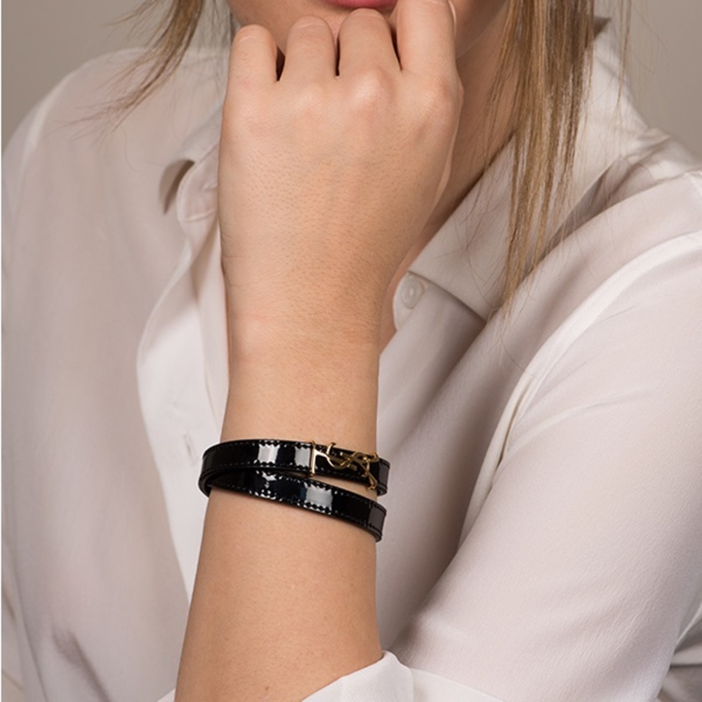 YSL patent leather double wrap bracelet